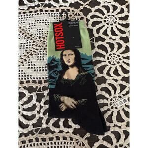NWT Women's Hot Sox Da Vinci's Mona Lisa Portrait Socks in Black Standard
